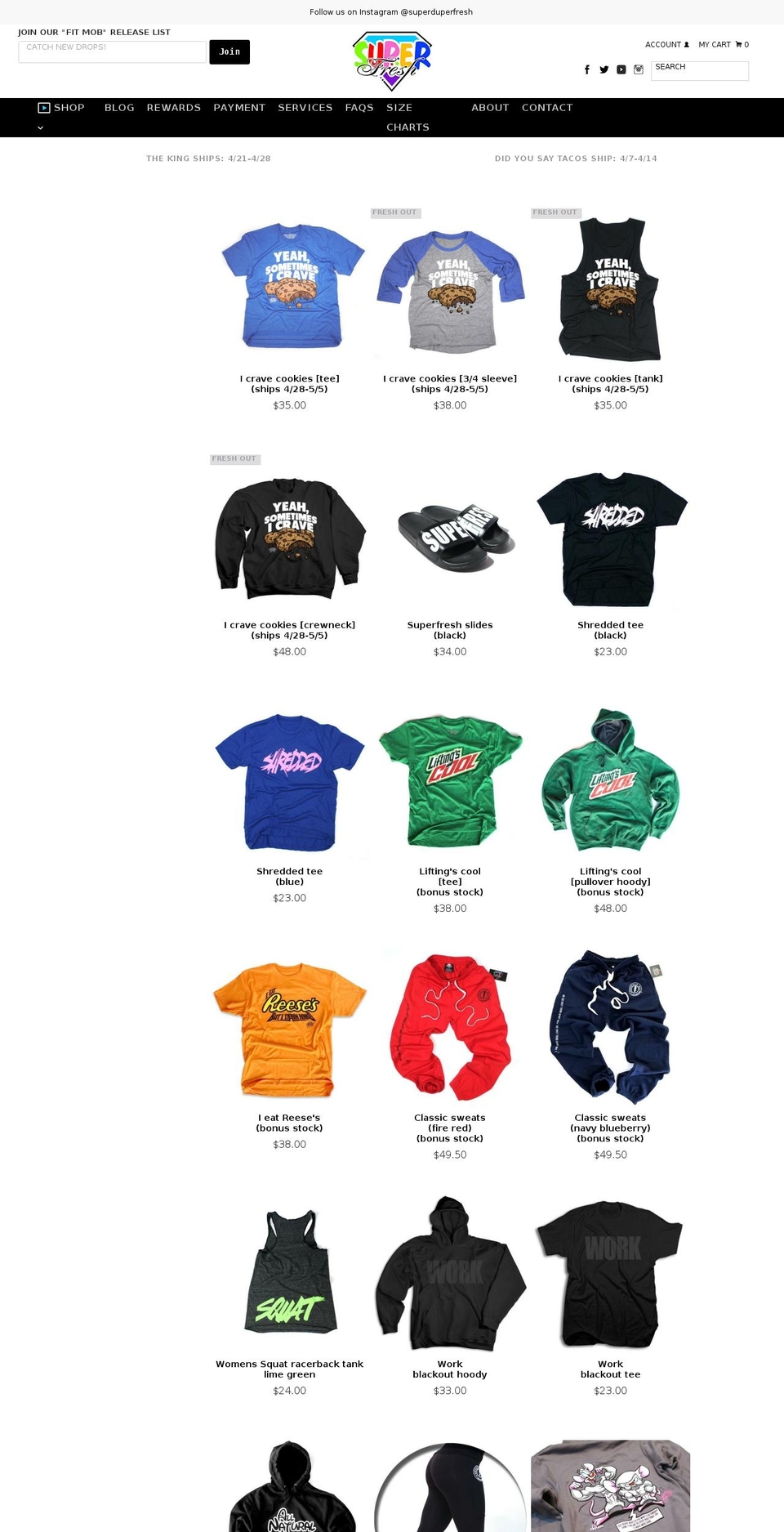 superfreshclothing.com shopify website screenshot