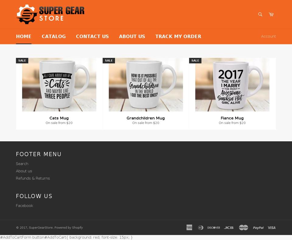 supergearstore.com shopify website screenshot