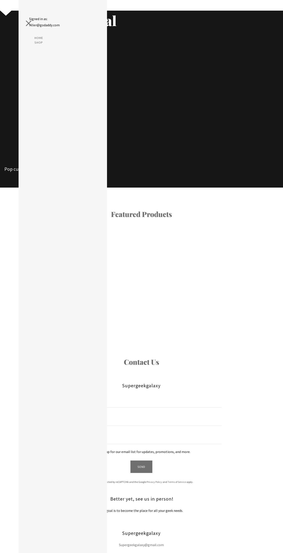 supergeekgalaxy.com — Shopify storefront screenshot