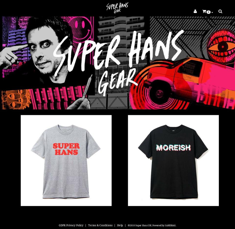 superhansgear.com shopify website screenshot