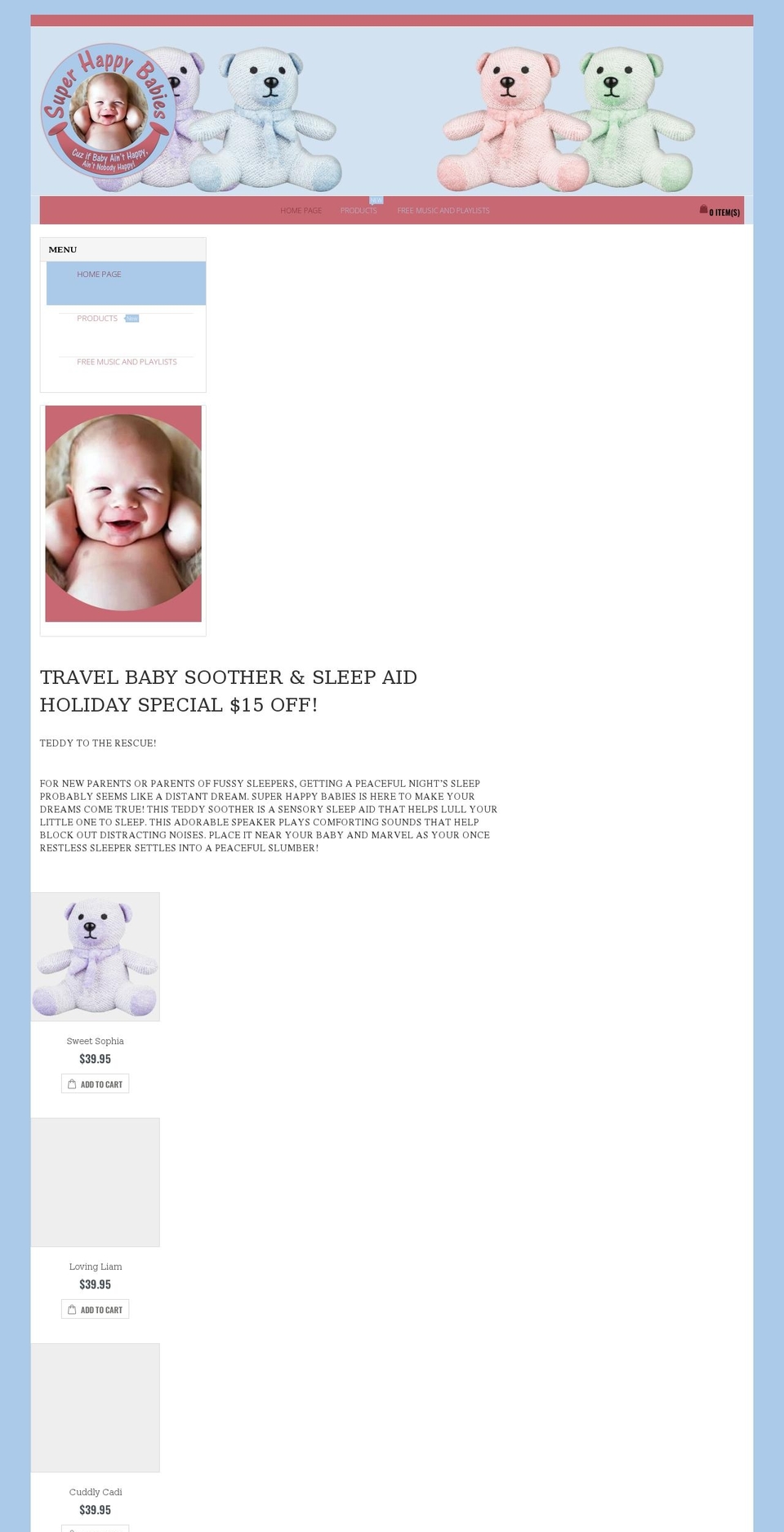 superhappybabies.com shopify website screenshot