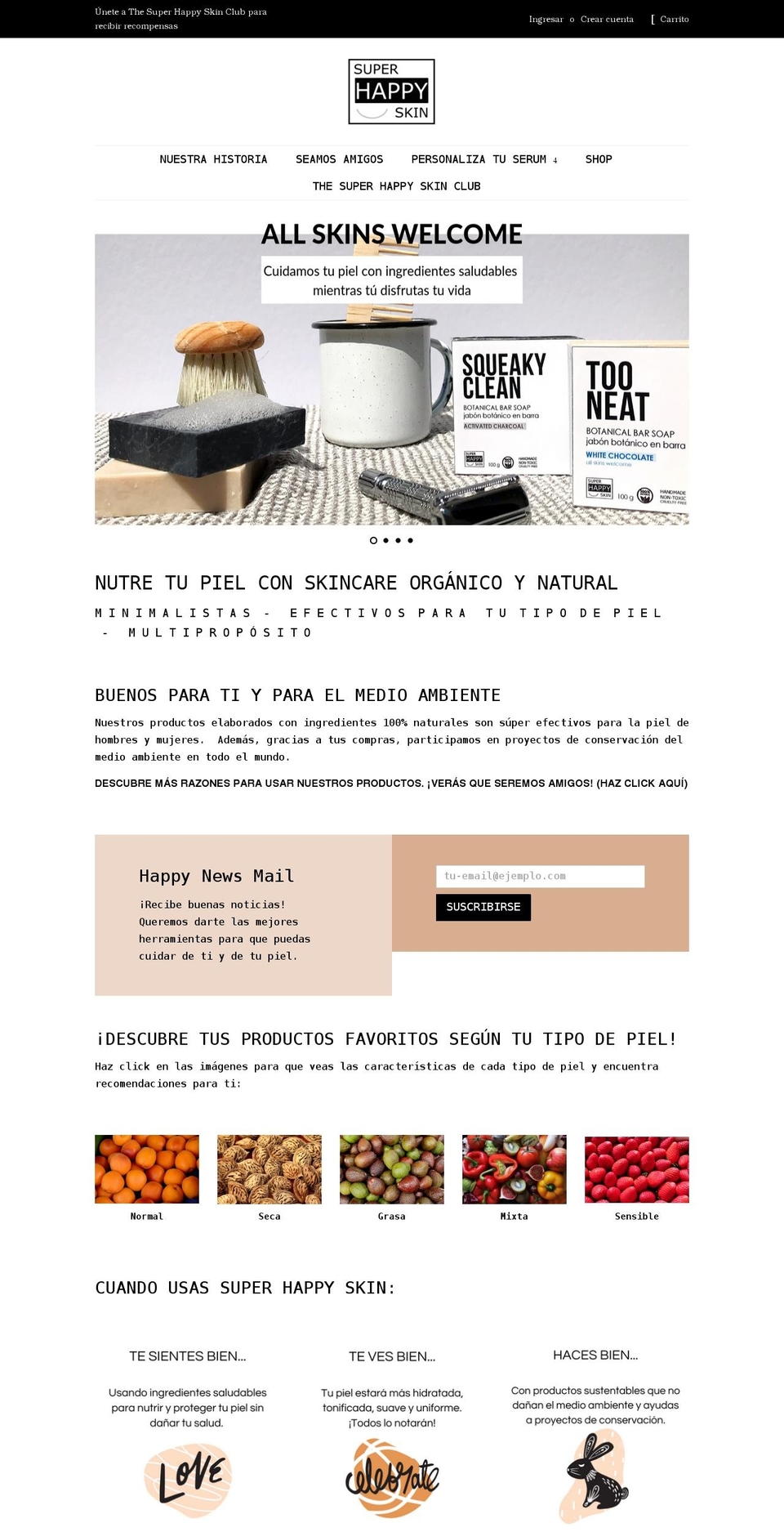 superhappyskin.com shopify website screenshot