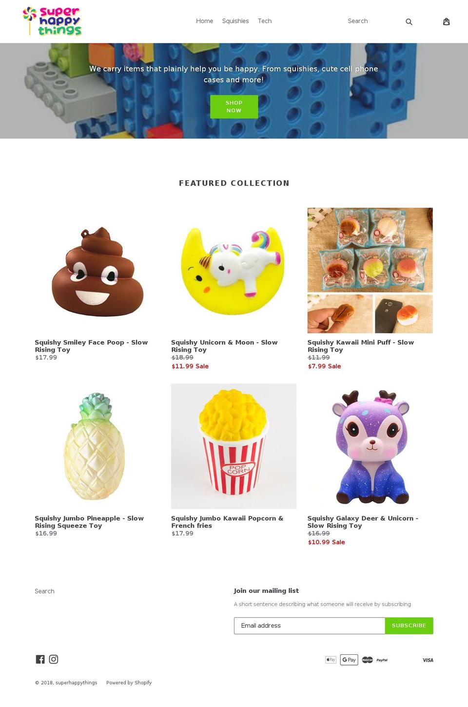 superhappythings.com — Shopify storefront screenshot