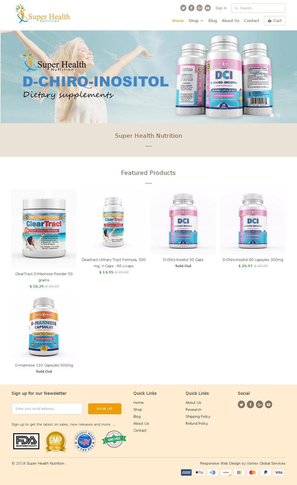 superhealthnutrition.com — Shopify storefront screenshot