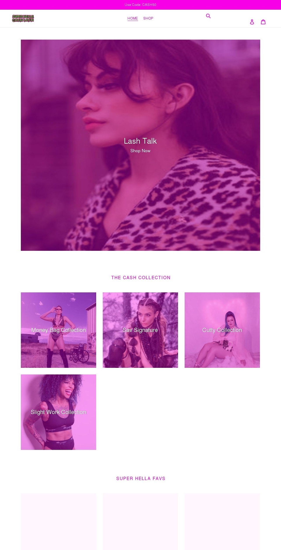 superhellacashlash.com shopify website screenshot