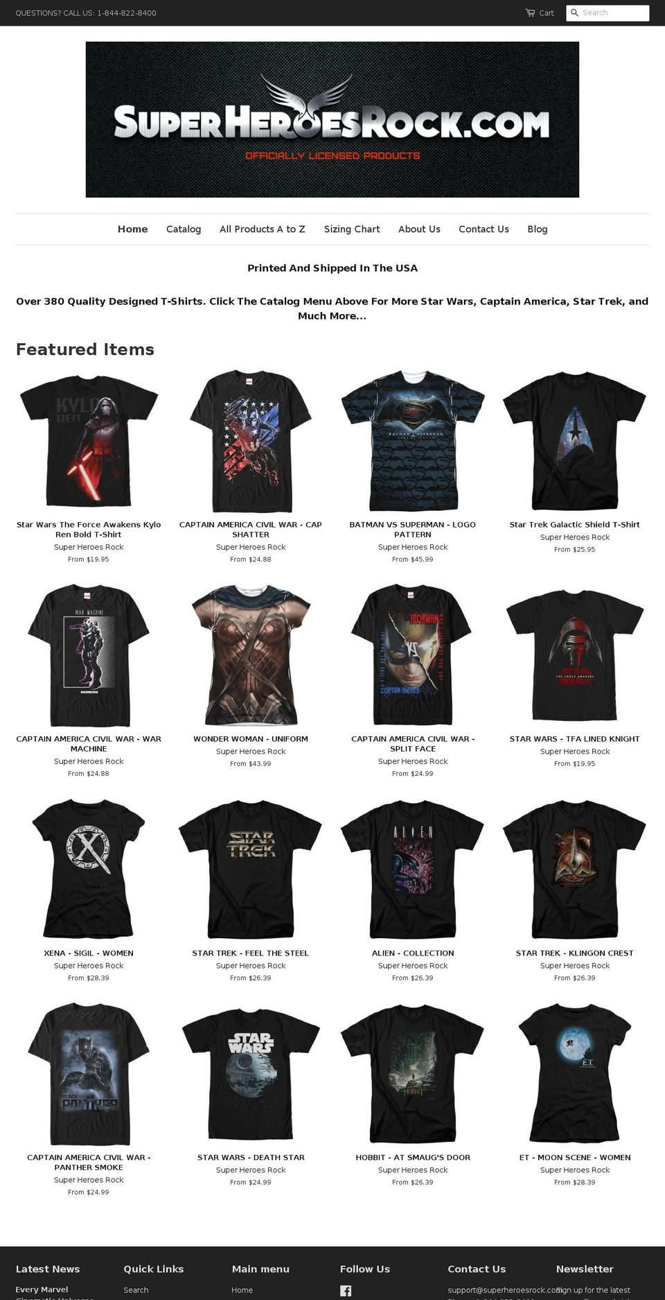 superheroesrock.com shopify website screenshot