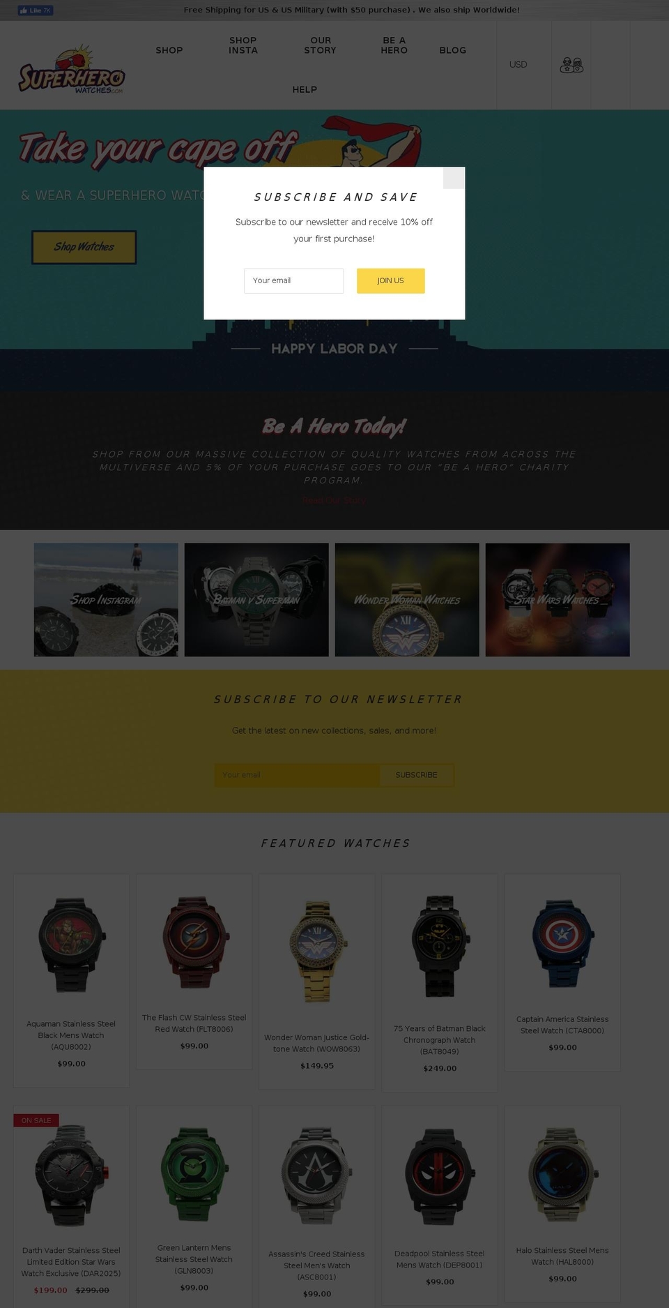 superherowatch.com — Shopify storefront screenshot