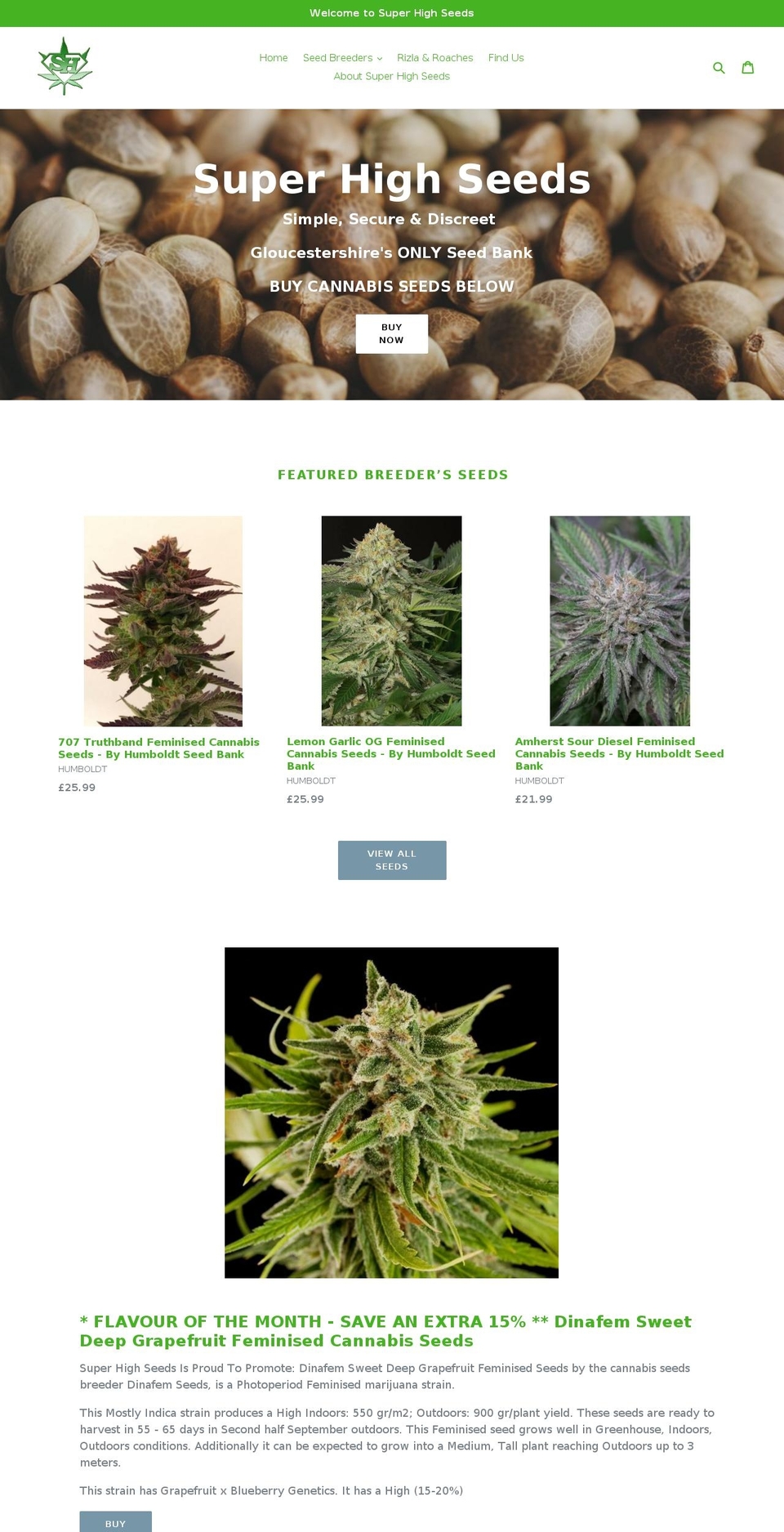 superhighseeds.com shopify website screenshot