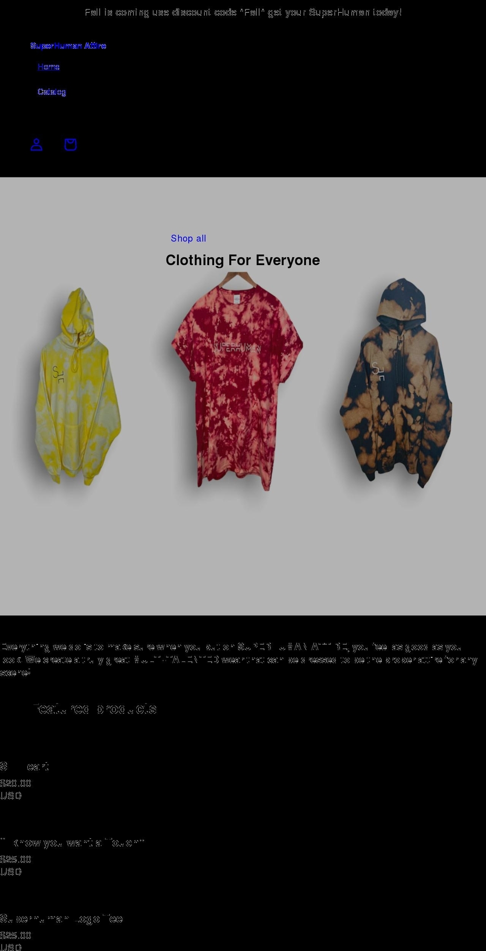 superhumanattire.com shopify website screenshot