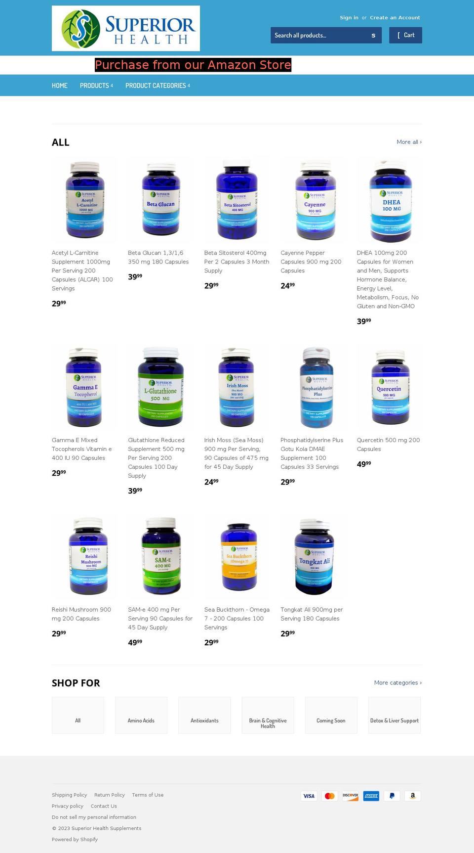 superior-health-supplements.com shopify website screenshot