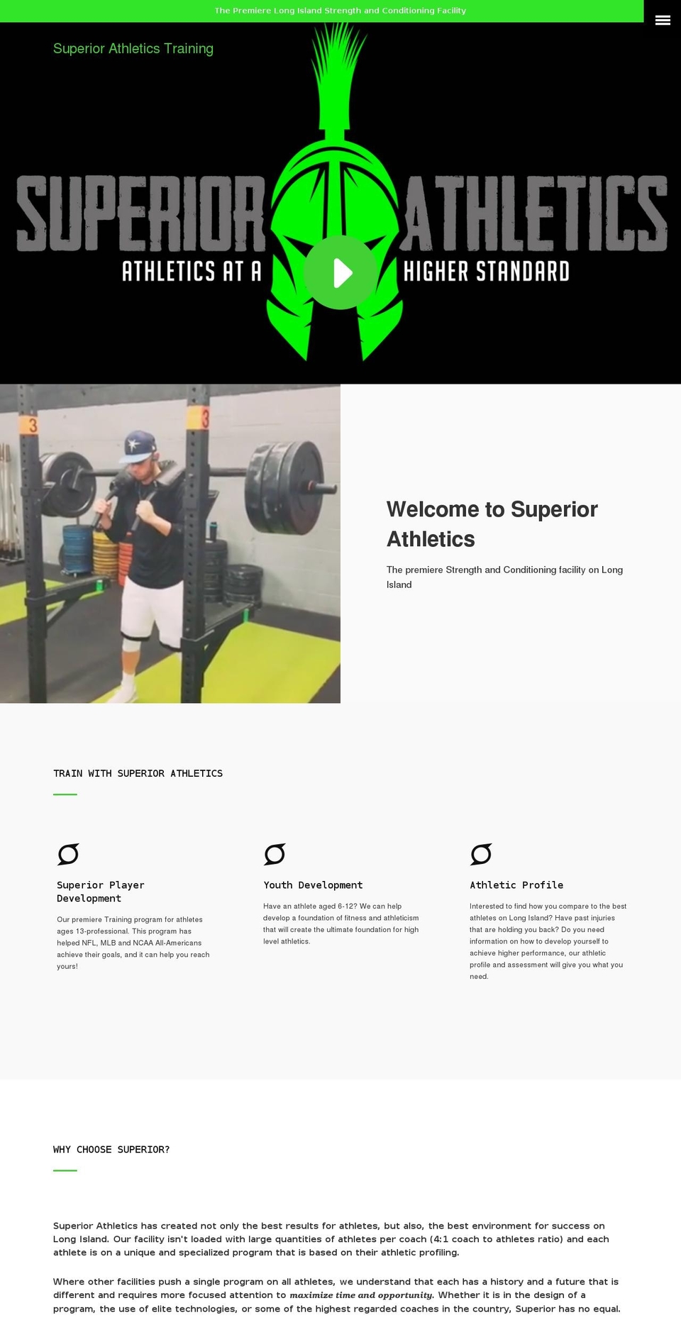 superiorathletics.training shopify website screenshot