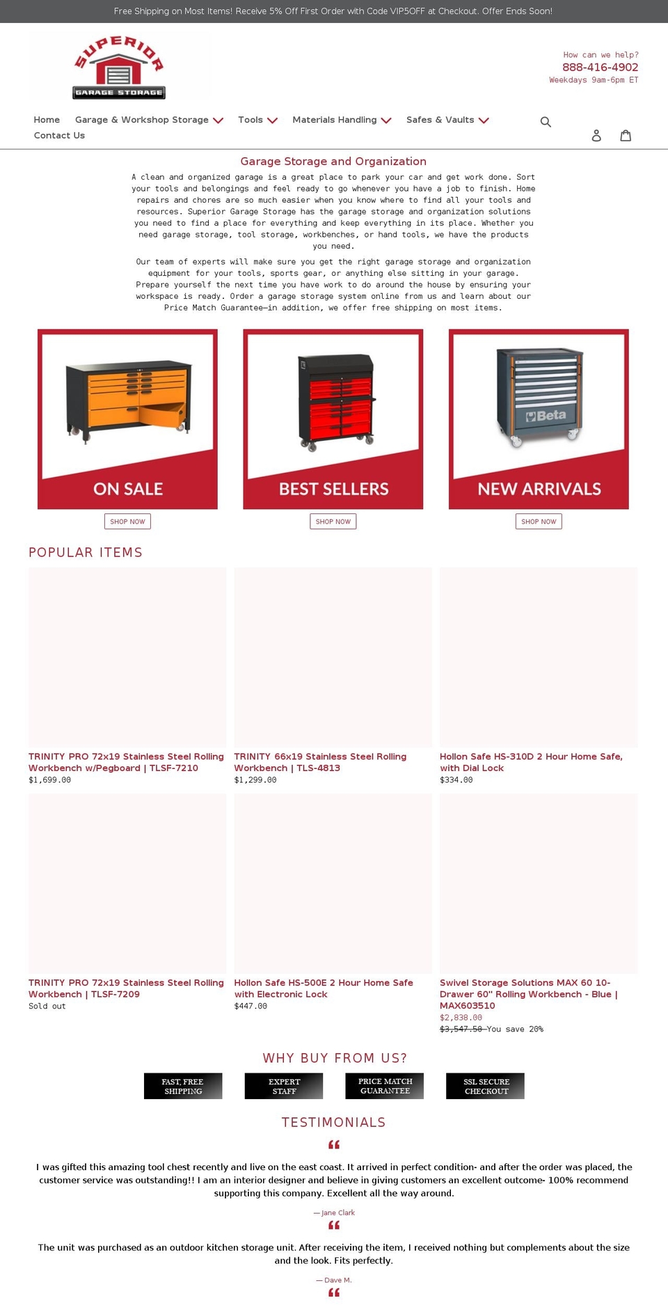 superiorgaragestorage.com shopify website screenshot