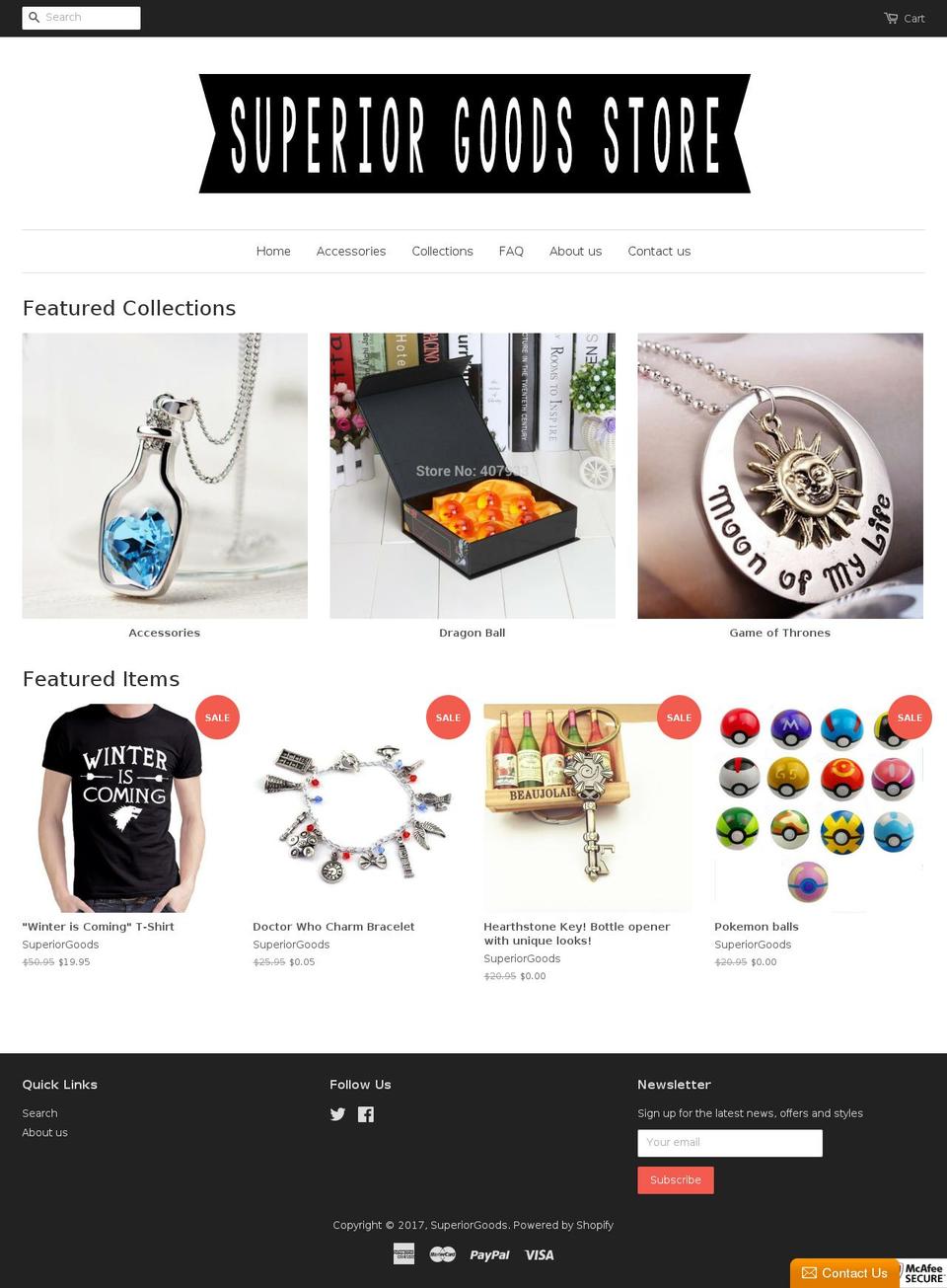 superiorgoods.net shopify website screenshot