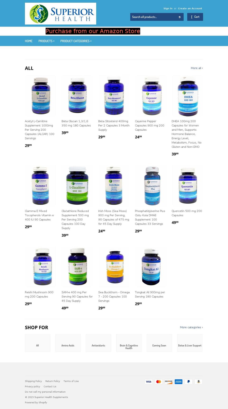 superiorhealthvitamins.com — Shopify storefront screenshot