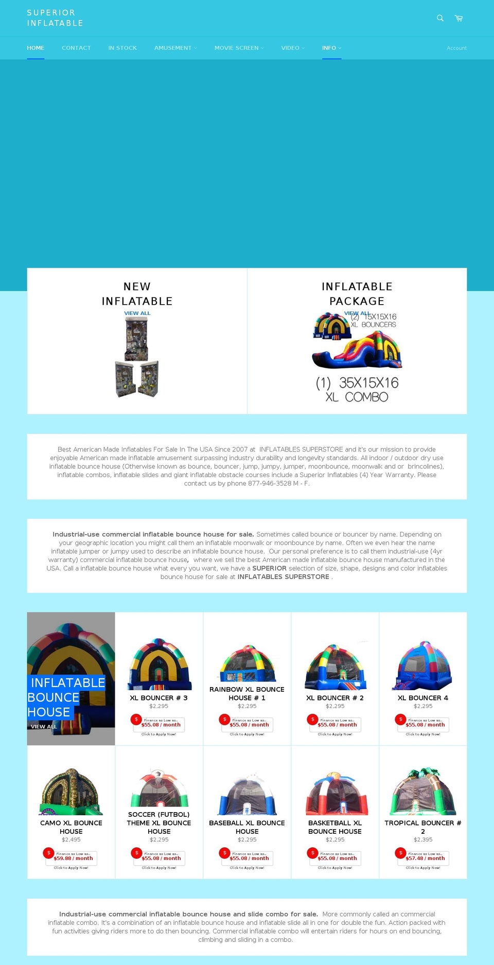 superiorinflatable.com shopify website screenshot