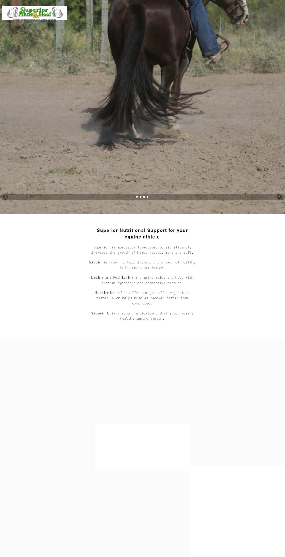 superiormaneandhoof.com shopify website screenshot