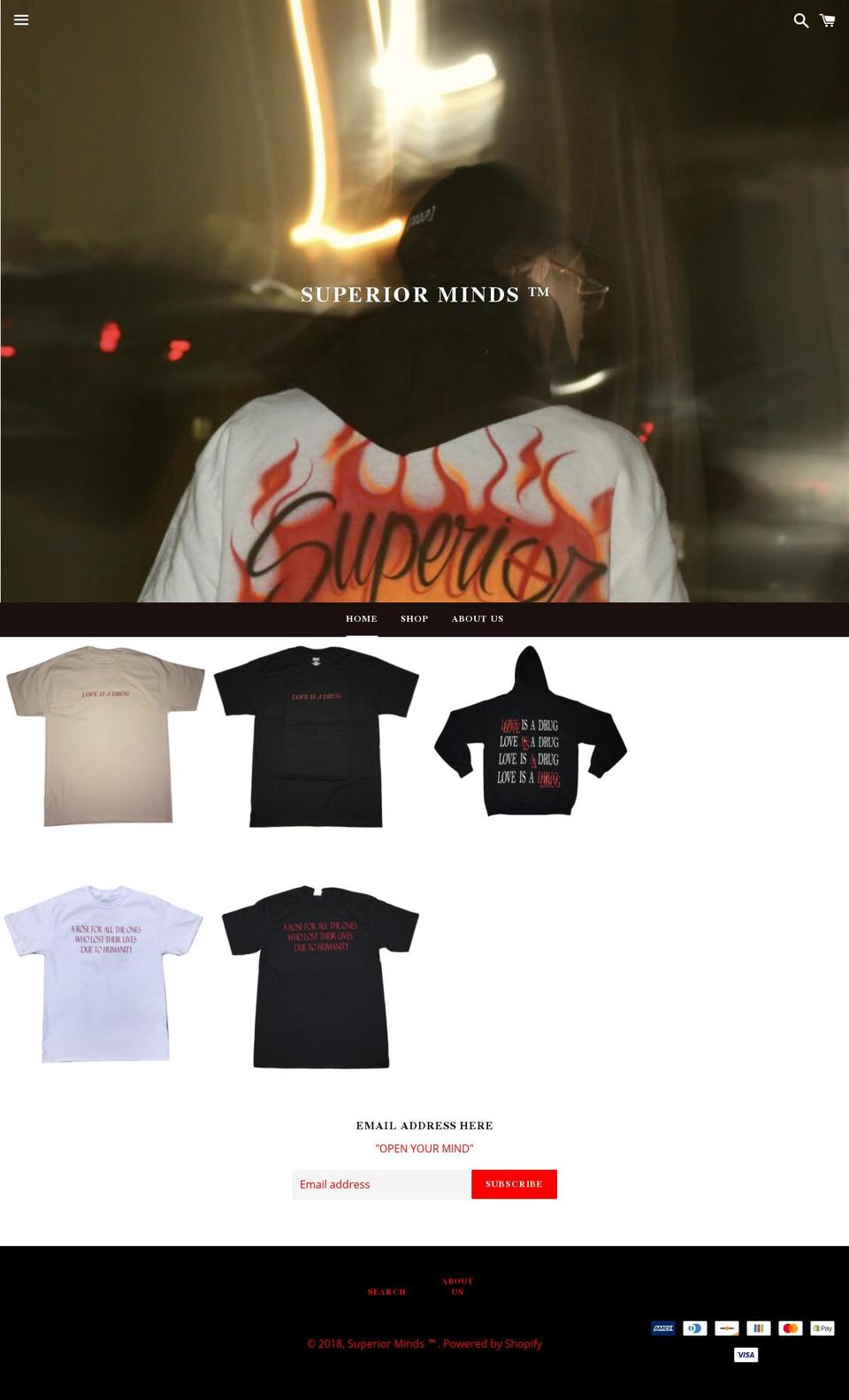 superiormindsclothing.com shopify website screenshot