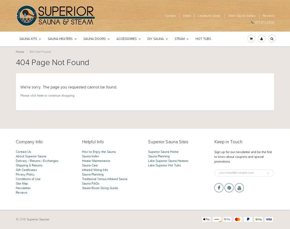 superiorsaunaandsteam.com — Shopify storefront screenshot