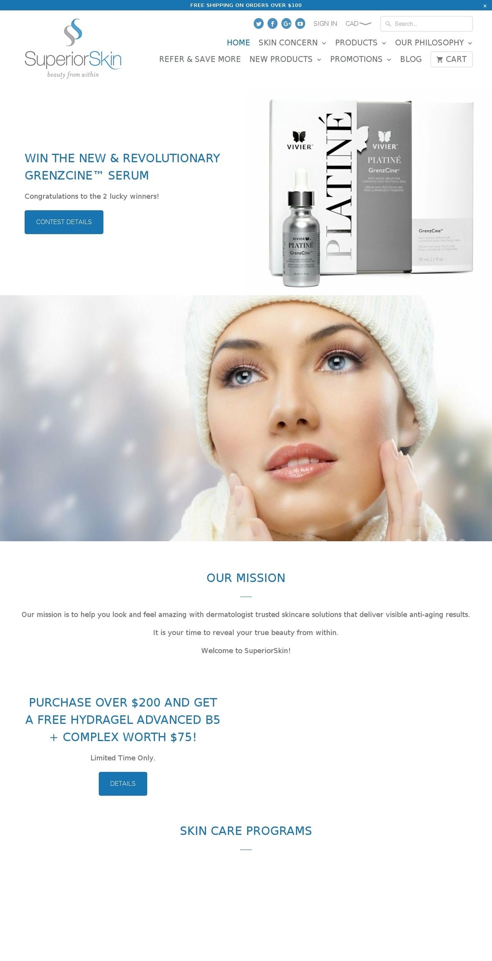 superiorskin.biz shopify website screenshot