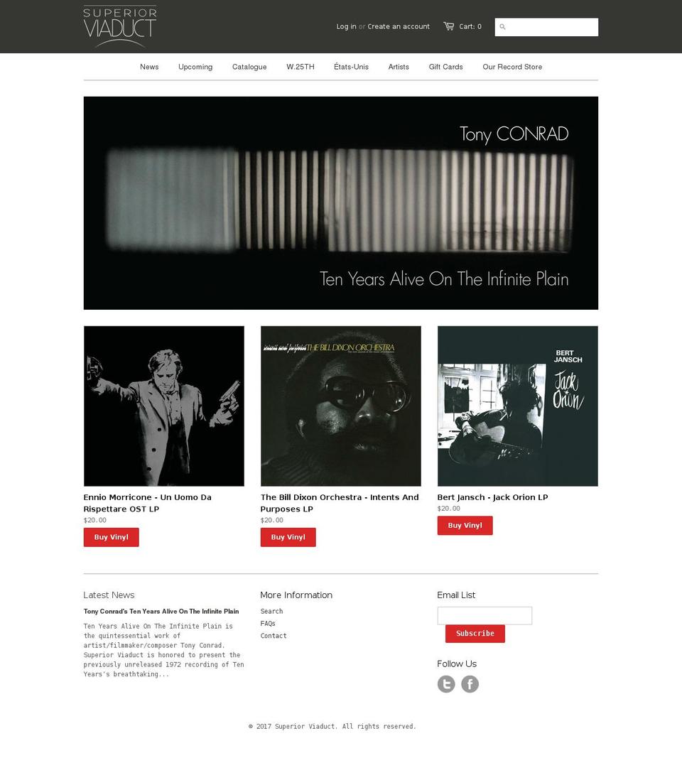 superiorviaduct.com shopify website screenshot