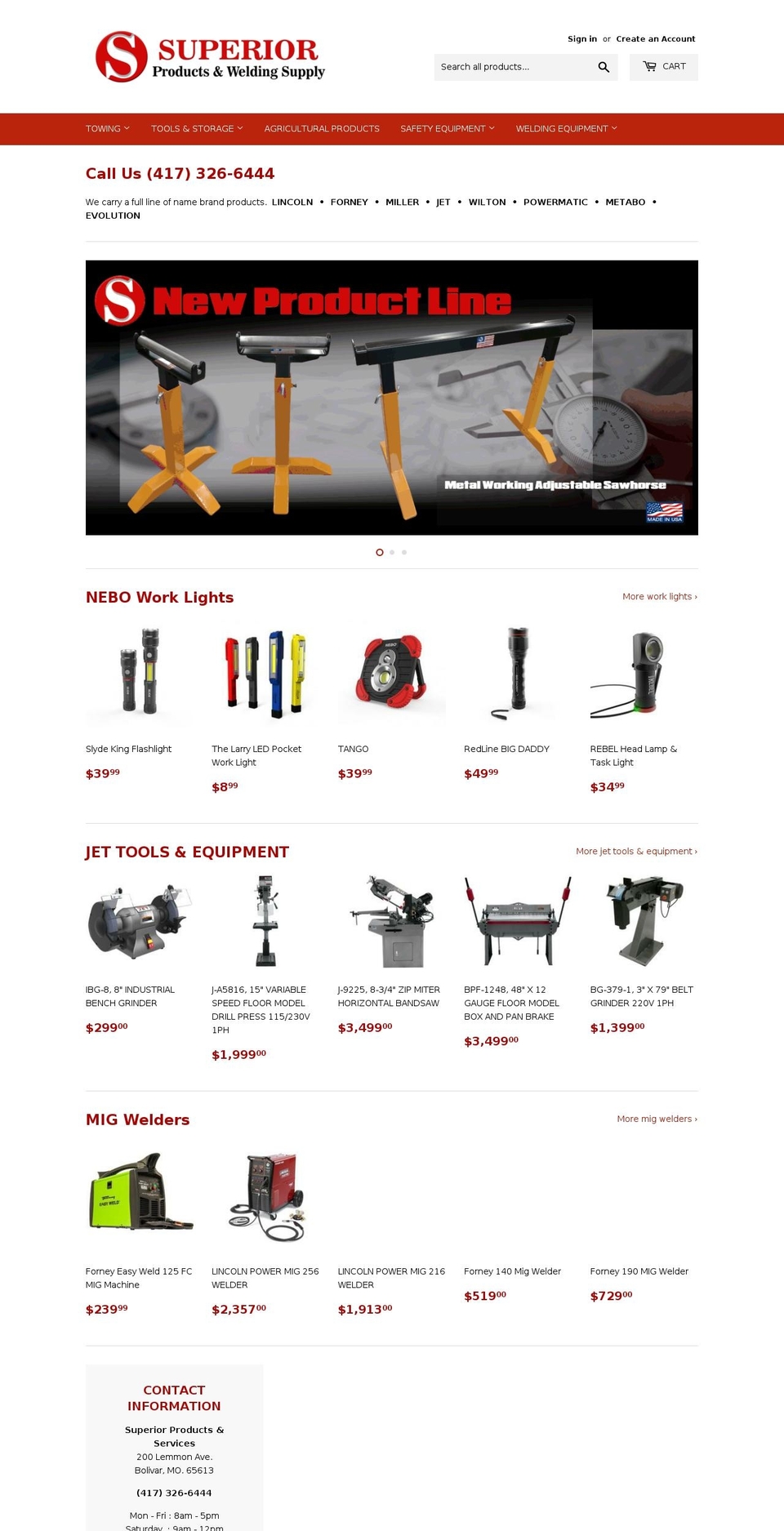 superiorweldingsupply.com — Shopify storefront screenshot