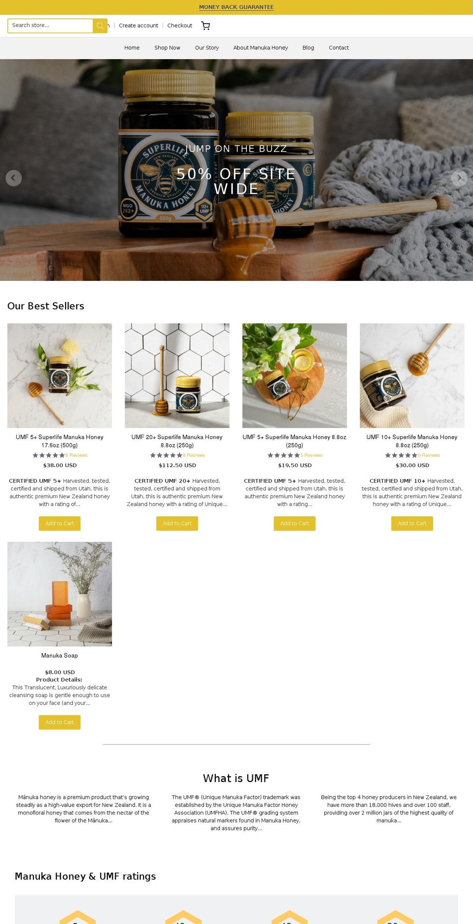 superlifemanuka.com shopify website screenshot