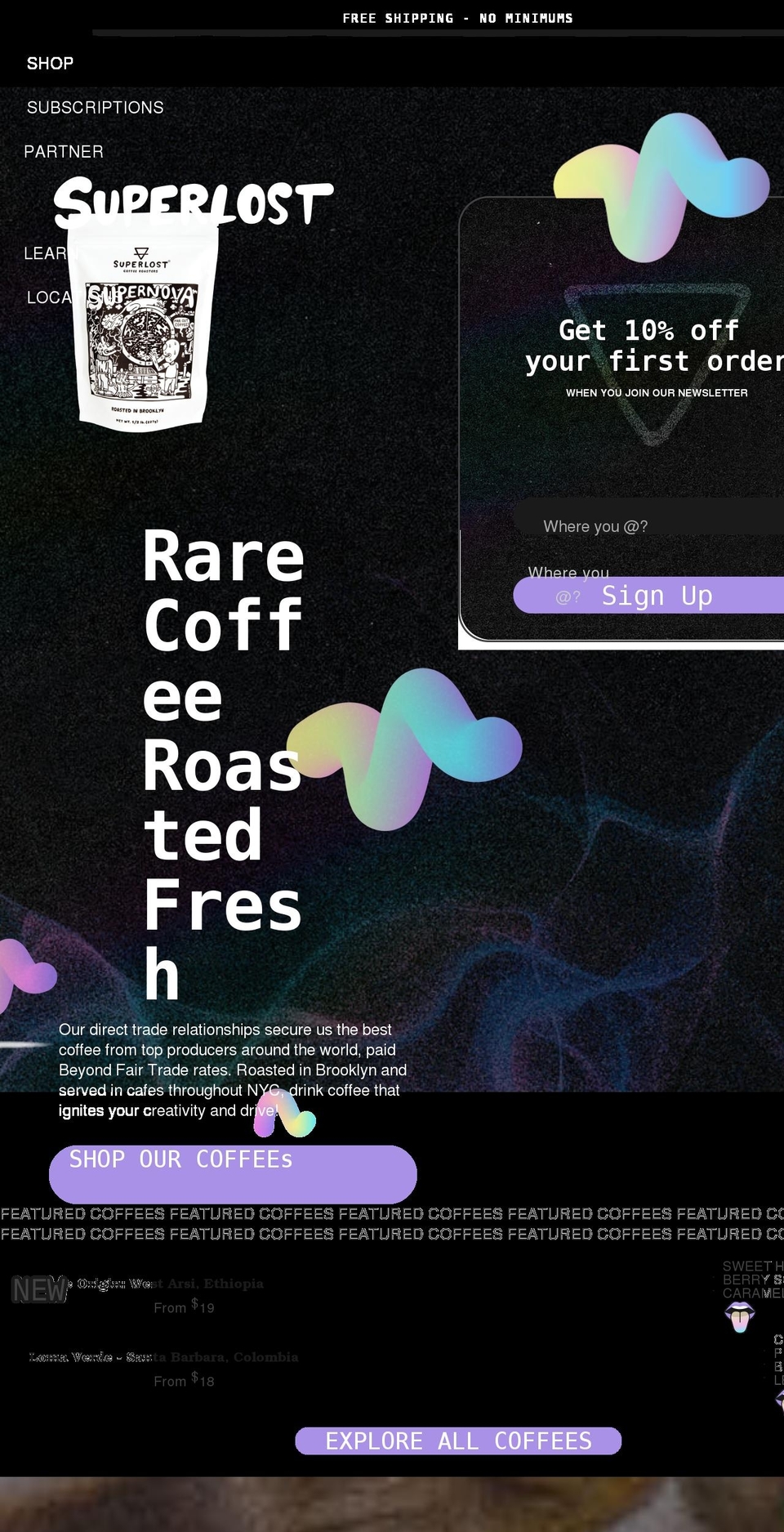 superlost-coffee.myshopify.com shopify website screenshot