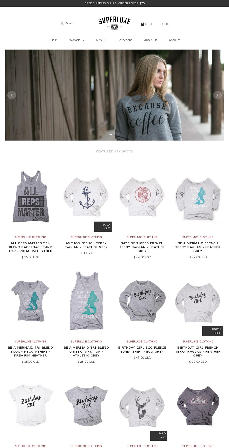 superluxeclothing.com — Shopify storefront screenshot