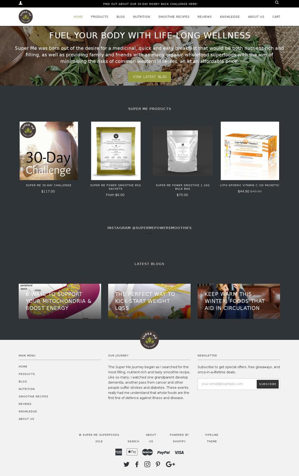 supermesuperfoods.com — Shopify storefront screenshot