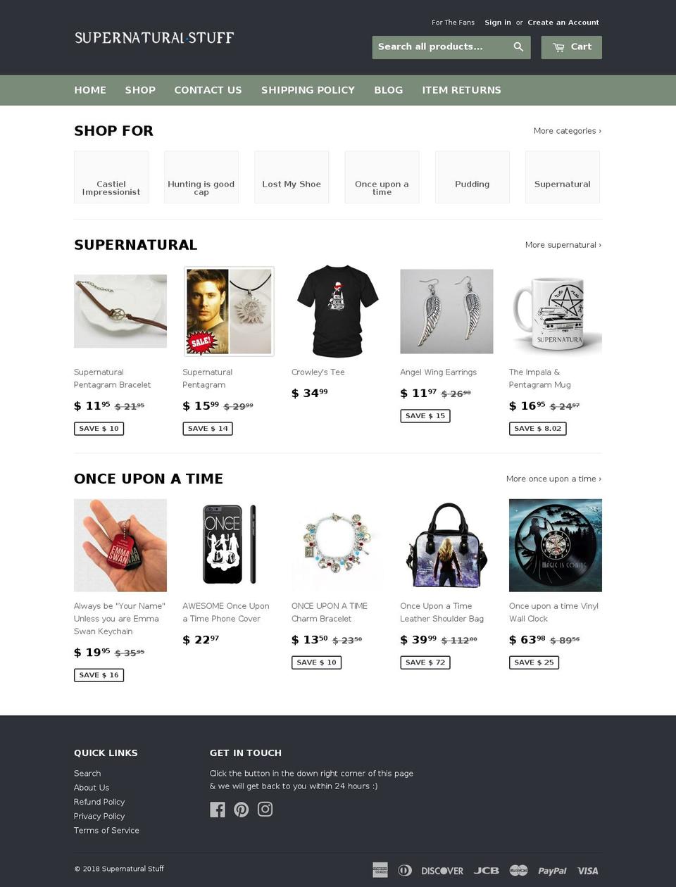 Kalles Shopify theme site example supernatural-stuff.com