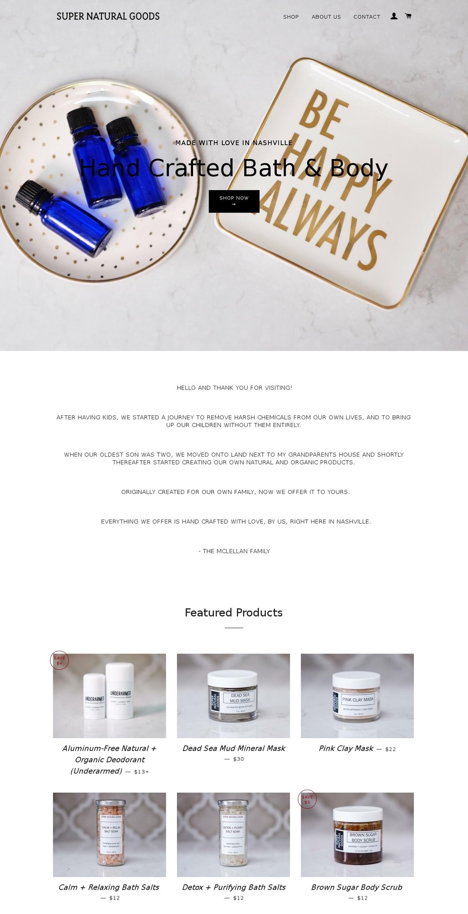 supernaturalgoods.com shopify website screenshot