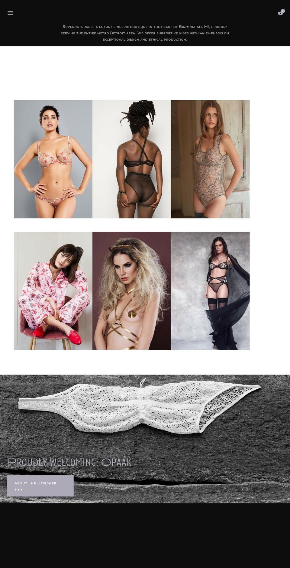 supernaturallingerie.com shopify website screenshot