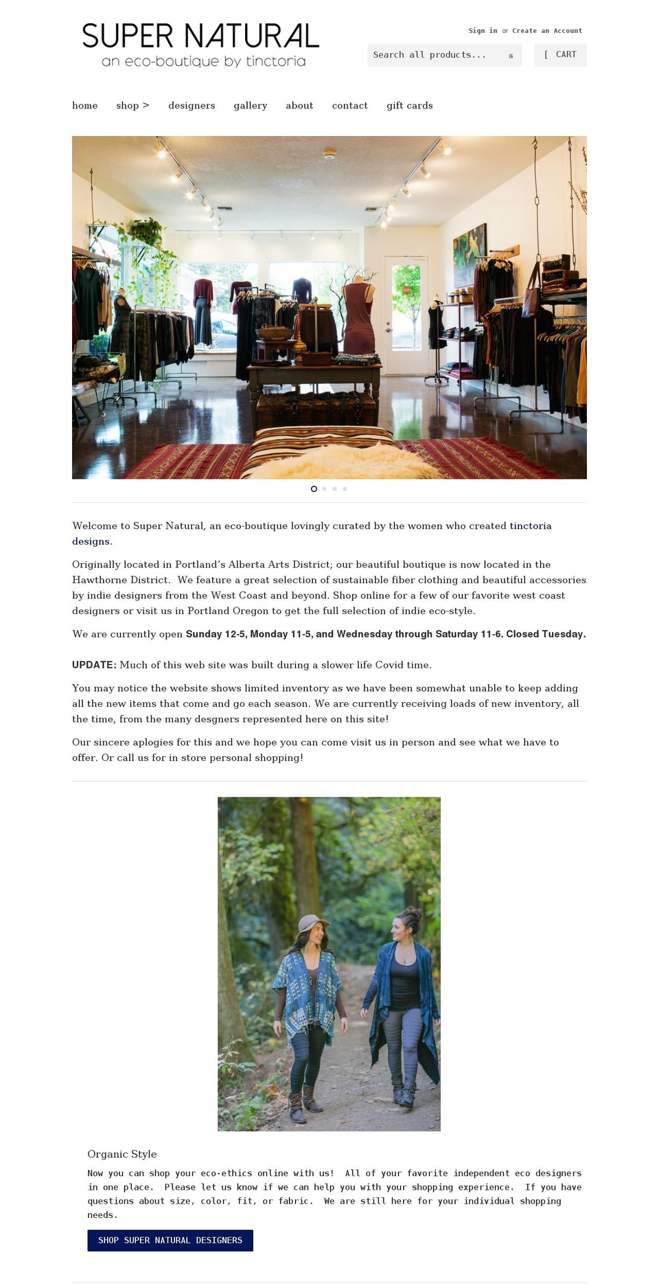 supernaturalpdx.com shopify website screenshot