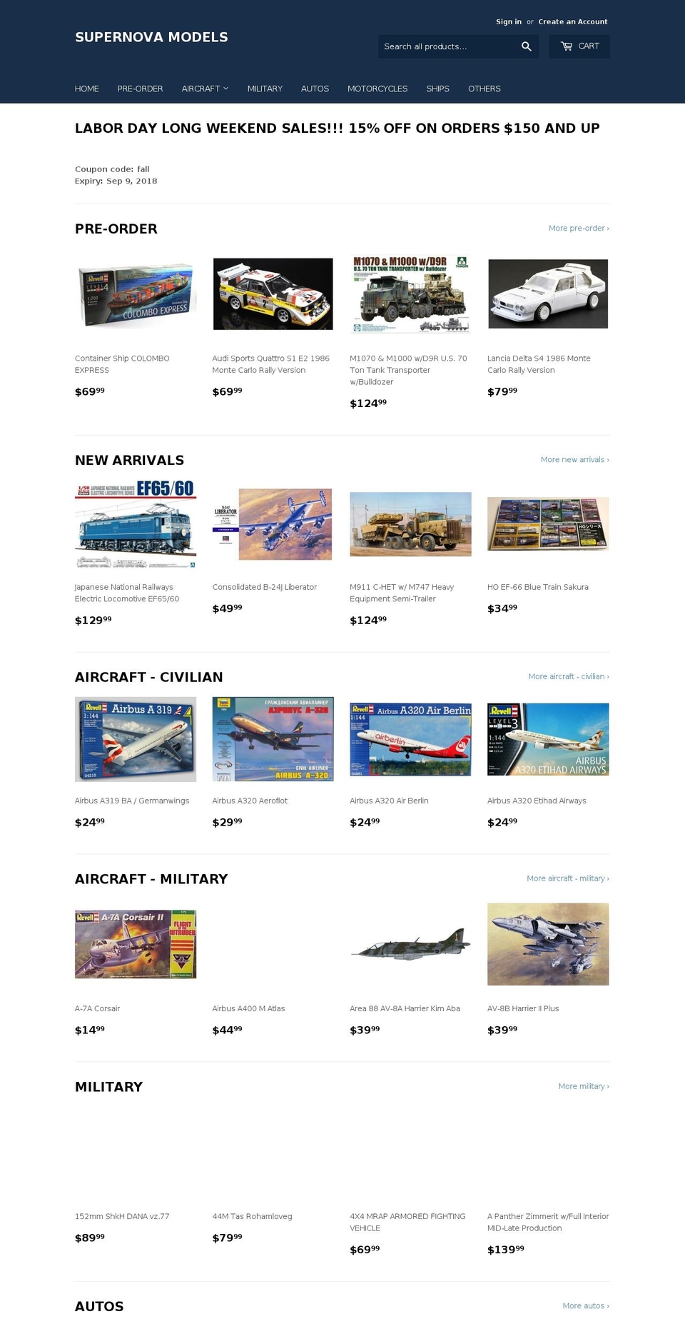 supernova-models.com — Shopify storefront screenshot