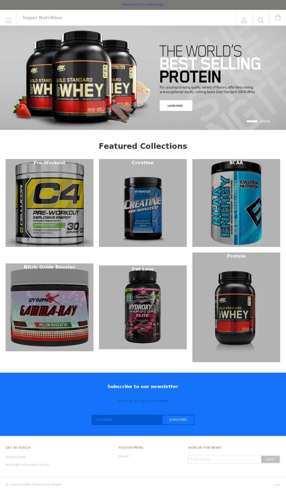 supernutrition.com.au shopify website screenshot
