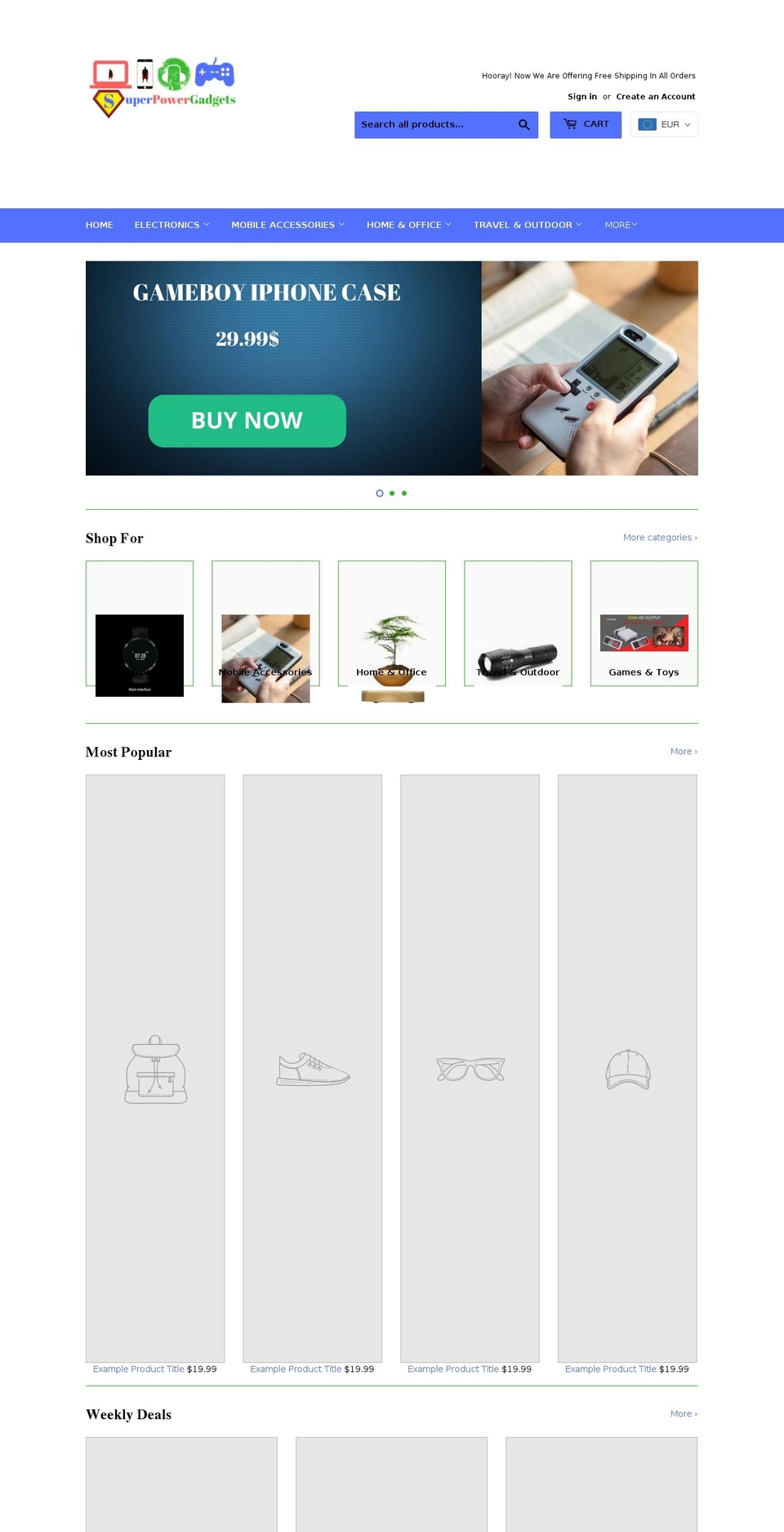 superpowergadgets.com — Shopify storefront screenshot