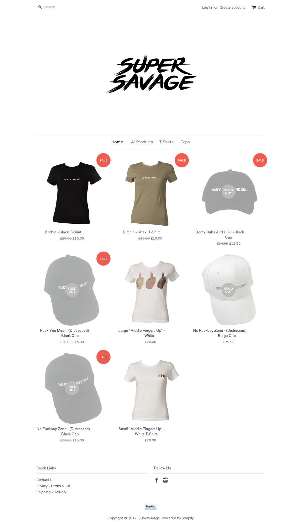 supersavage.com shopify website screenshot