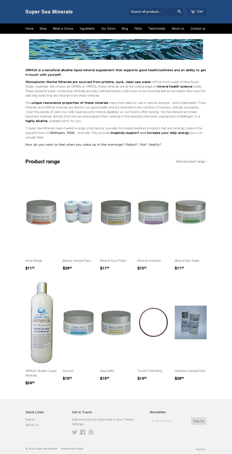 superseaminerals.com — Shopify storefront screenshot