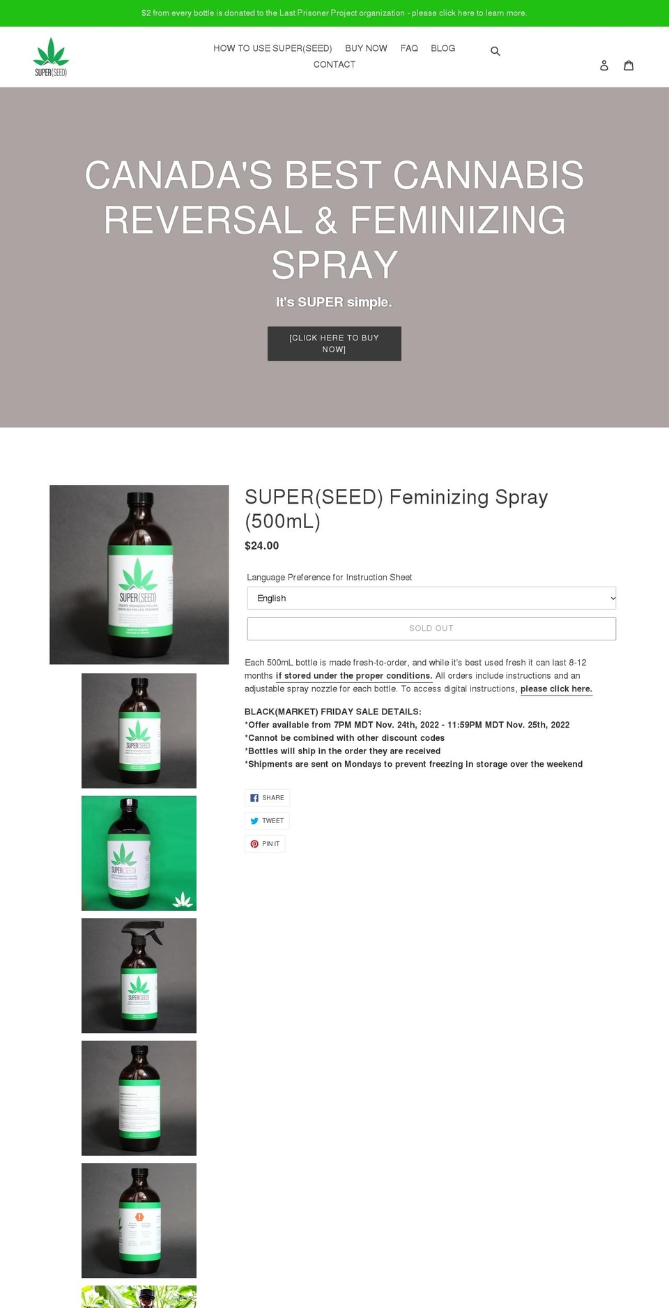 superseedfeminizer.com shopify website screenshot
