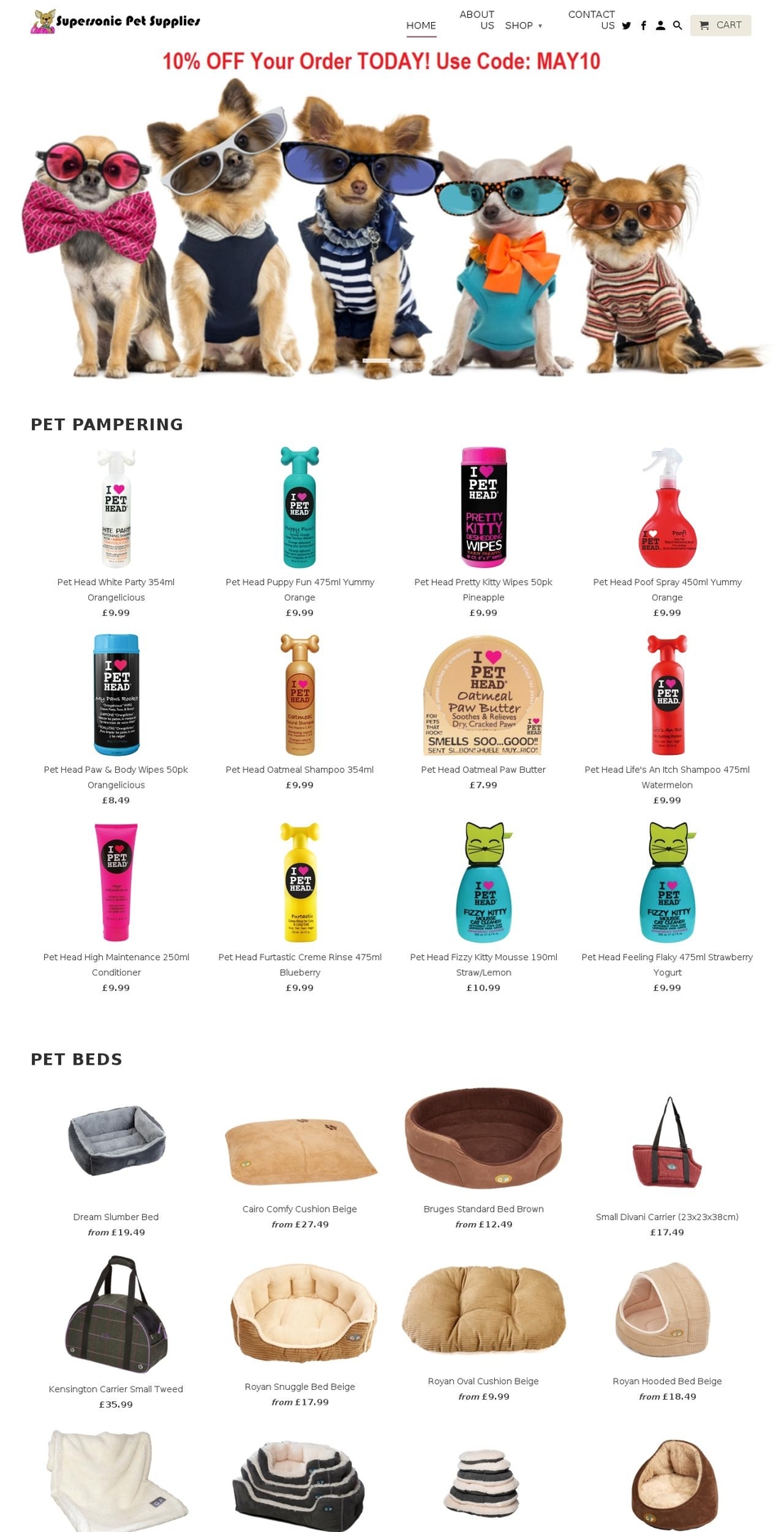 supersonicpetsupplies.com shopify website screenshot