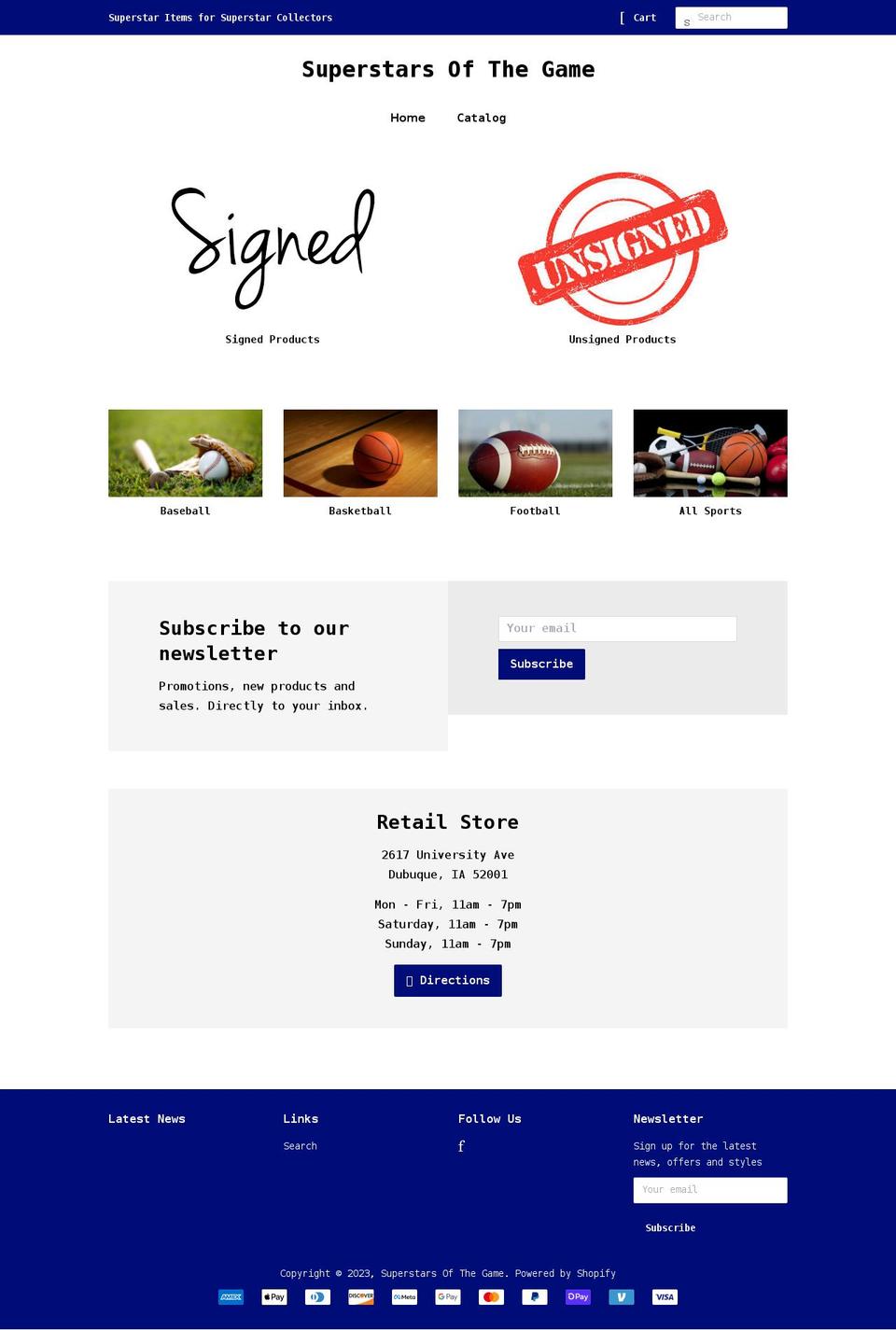 superstarsofthegame.com shopify website screenshot