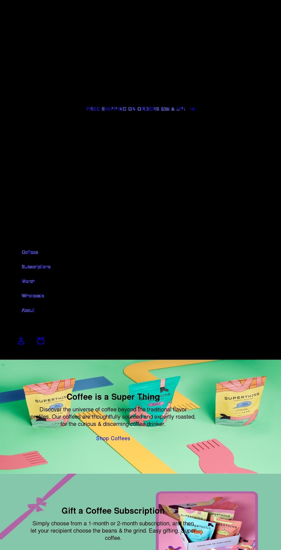 superthingcoffee.com shopify website screenshot