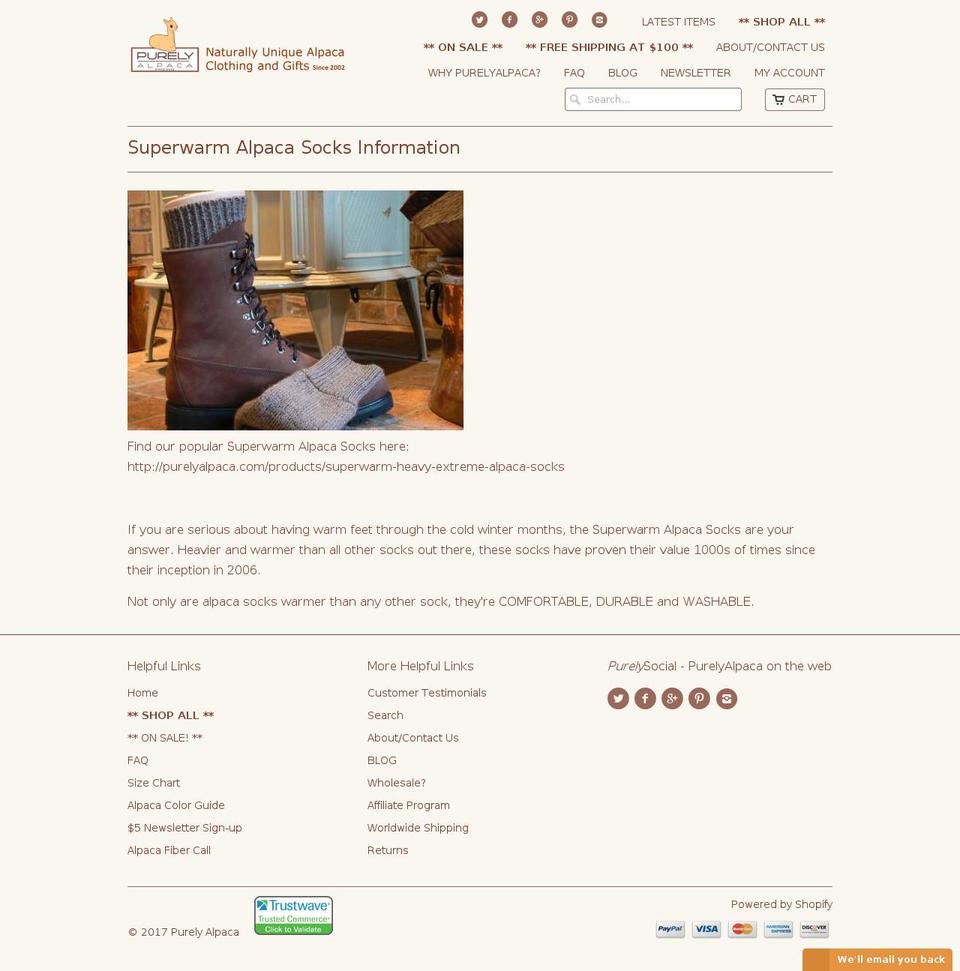 superwarmsocks.com shopify website screenshot