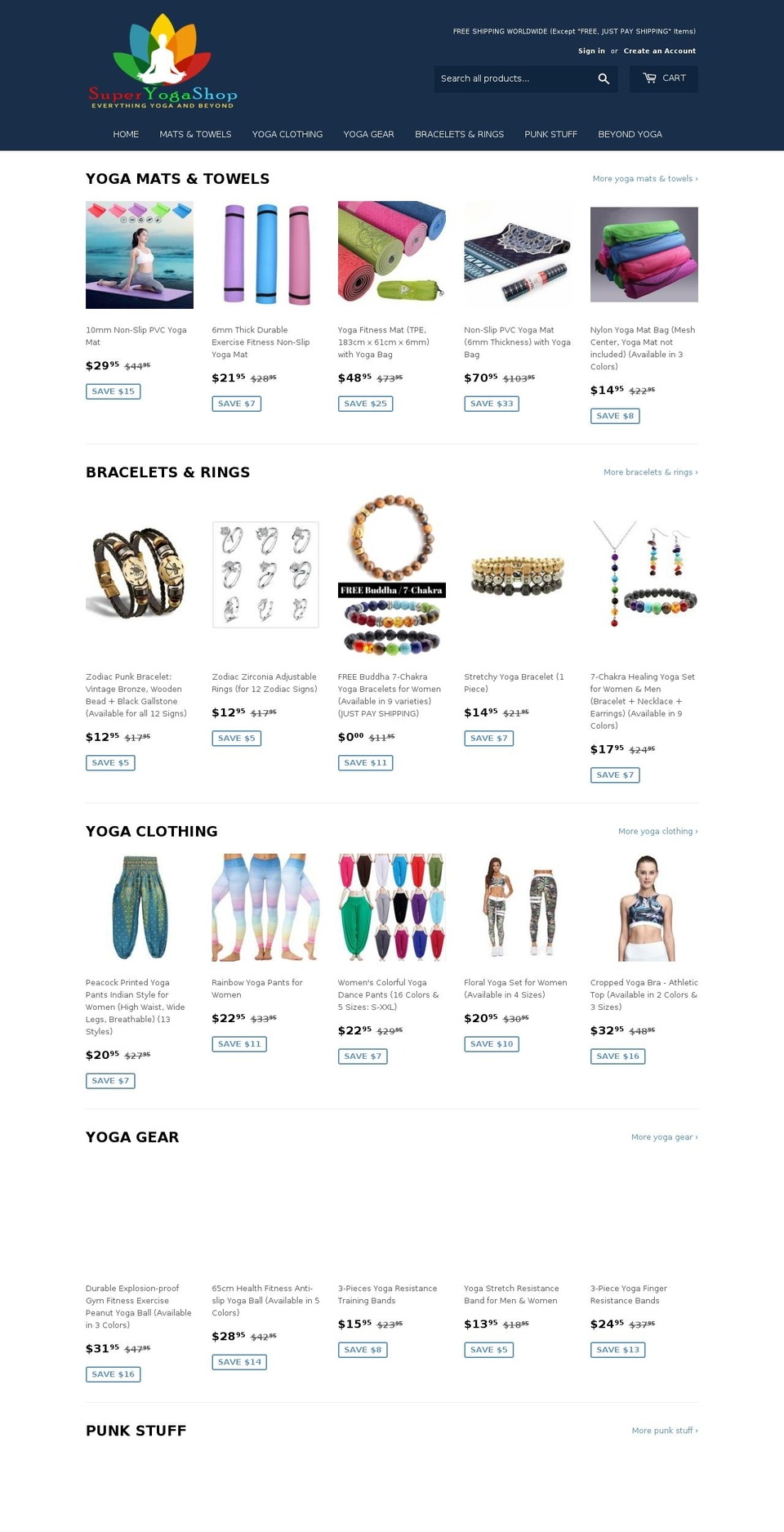 superyogashop.com — Shopify storefront screenshot