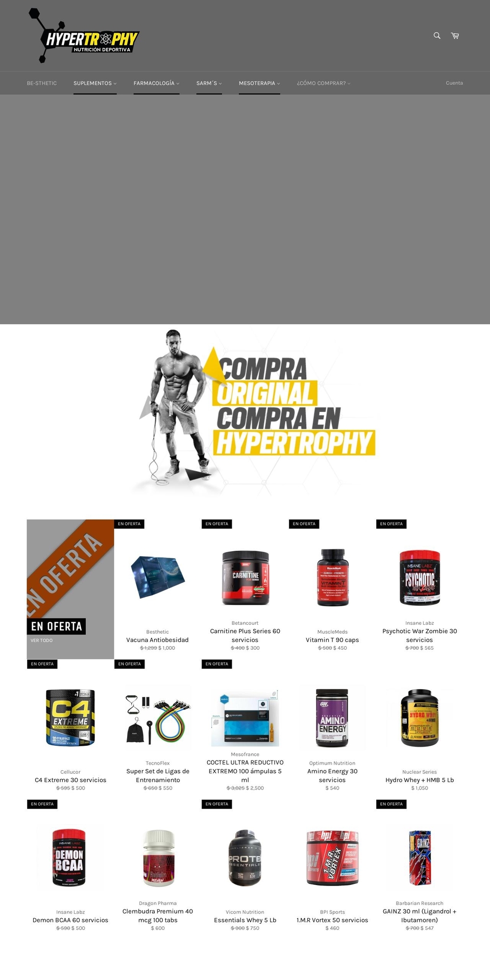 suplementoshypertrophy.com — Shopify storefront screenshot