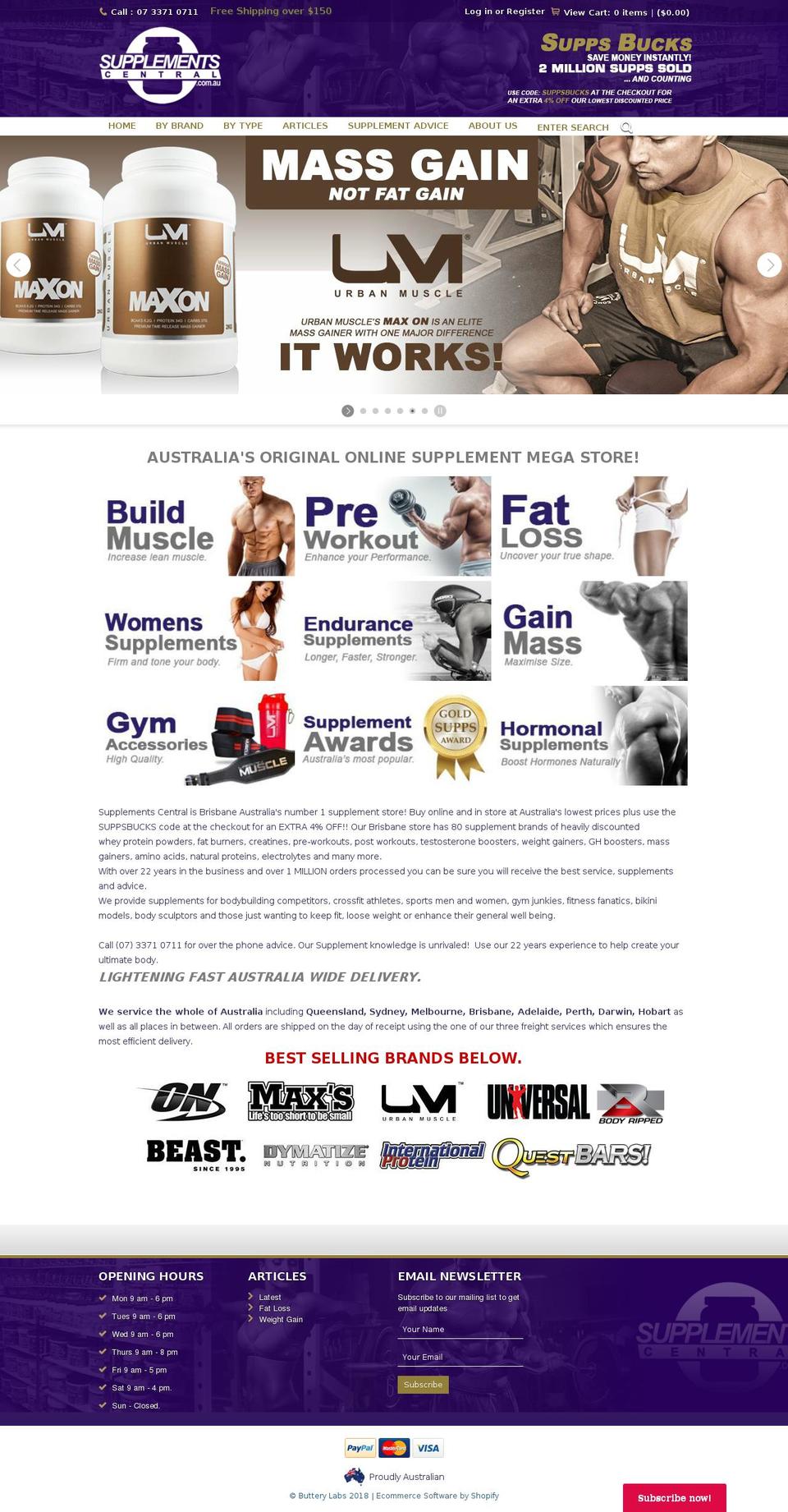 supplementscentral.com.au shopify website screenshot