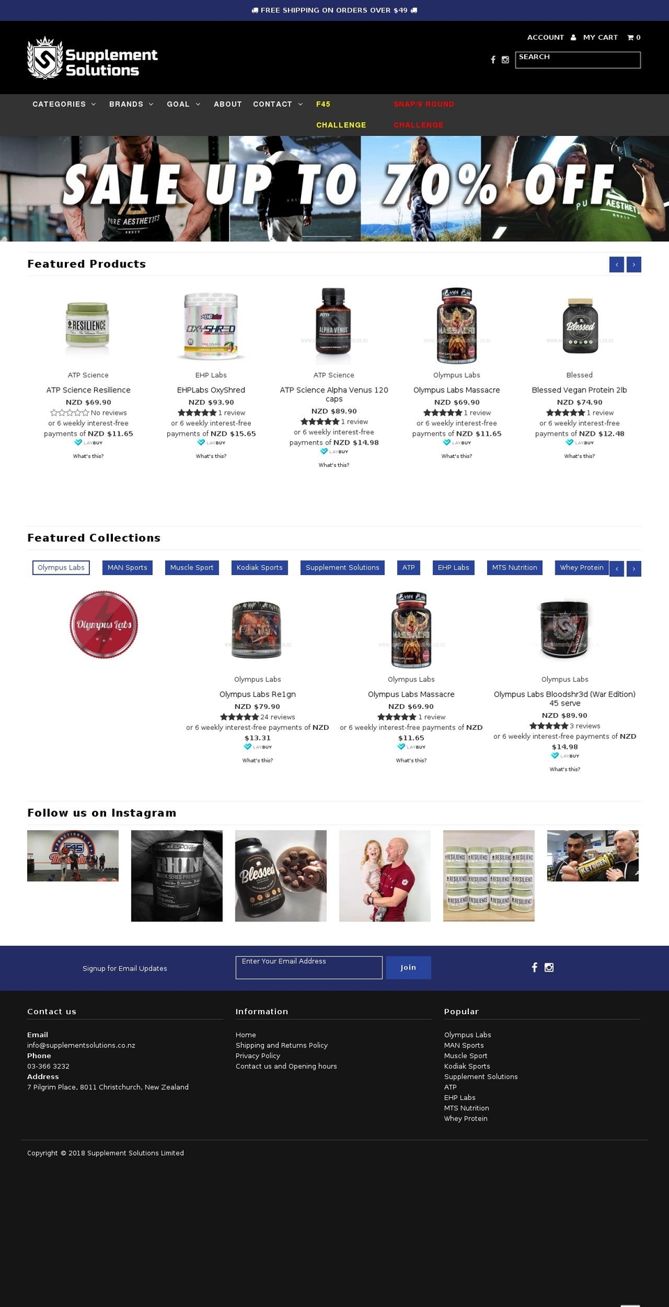 supplementsolutions.co.nz shopify website screenshot