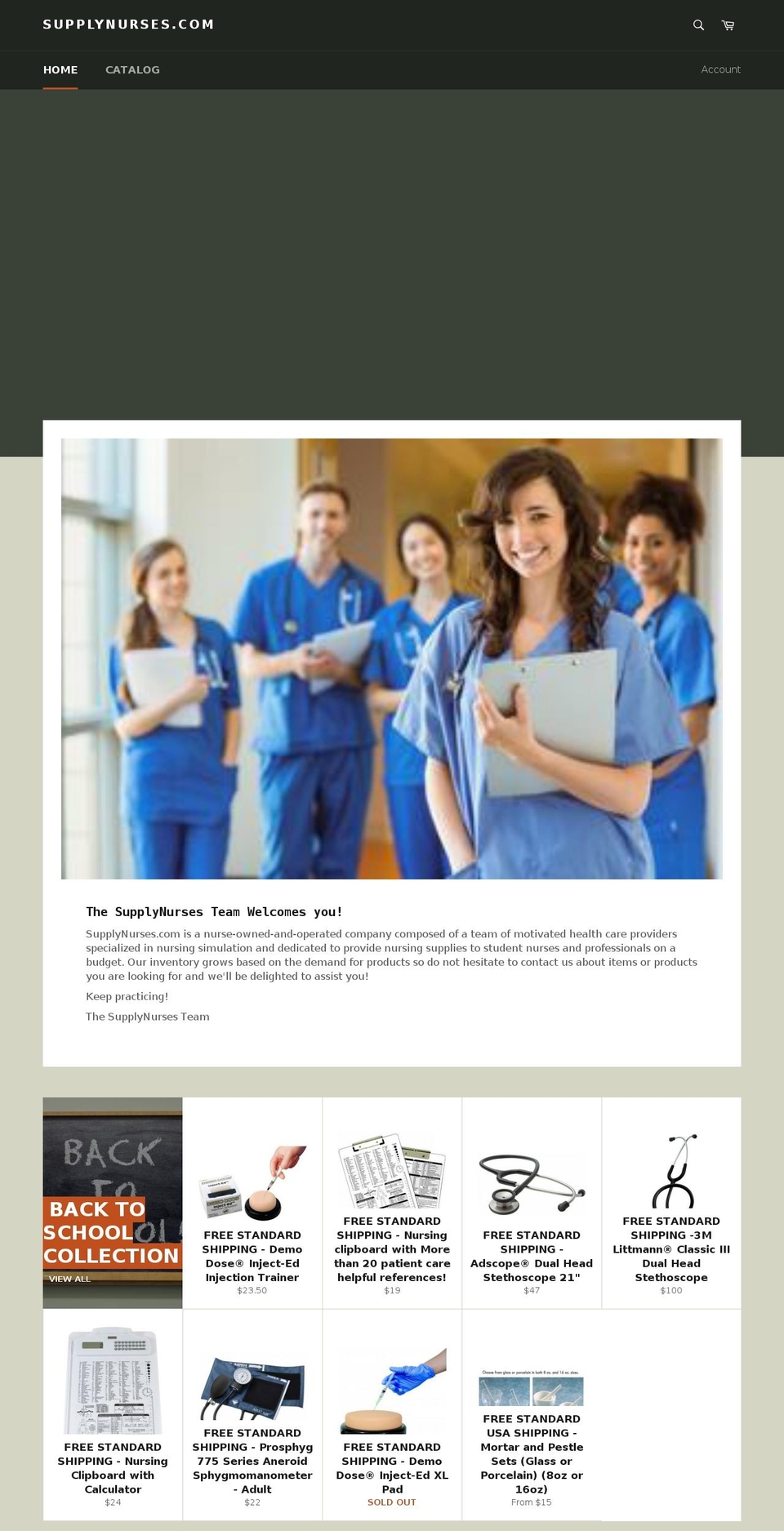 supplynurses.com — Shopify storefront screenshot