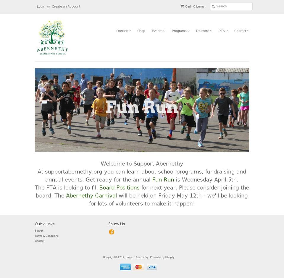 supportabernethy.org shopify website screenshot