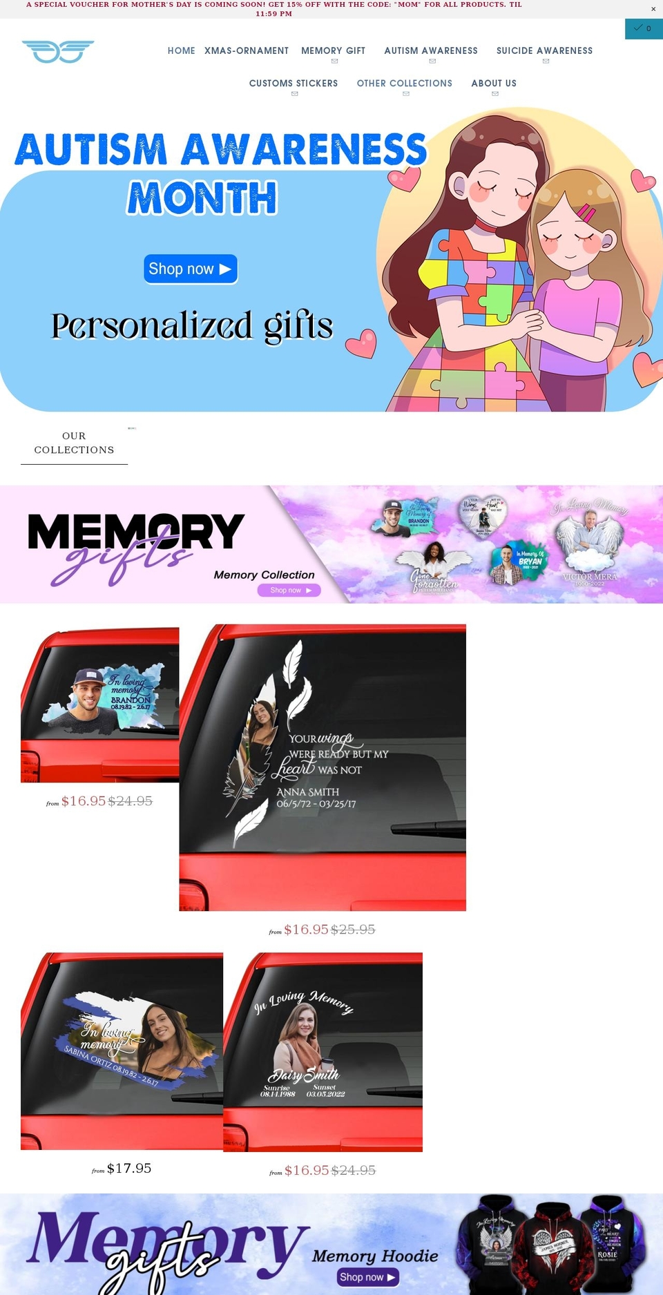 supportawarenessstickers.com shopify website screenshot